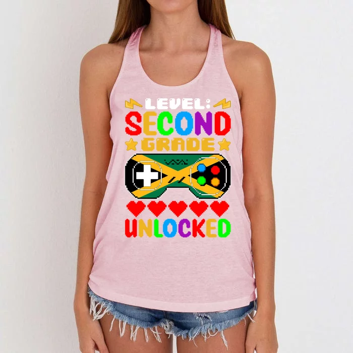 Level Second Grade Unlocked Controller Jamaica Back To Schoo Gift Women's Knotted Racerback Tank