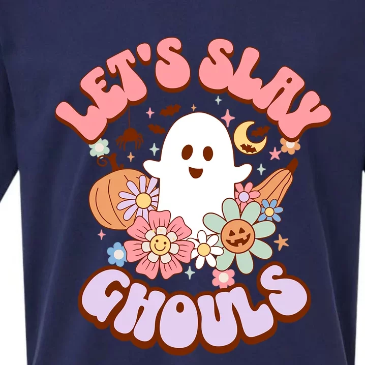 Lets Slay Ghouls Halloween Graphic Lets Go Ghouls Gift Sueded Cloud Jersey T-Shirt