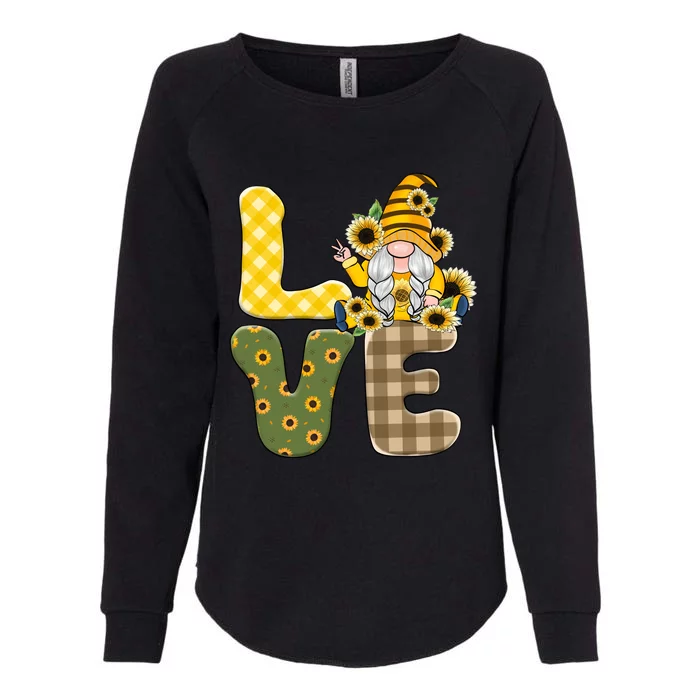 Love Sunflower Gnome Sublimation Womens California Wash Sweatshirt