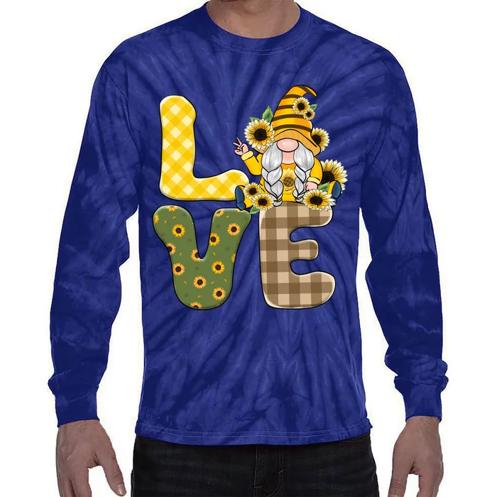 Love Sunflower Gnome Sublimation Tie-Dye Long Sleeve Shirt