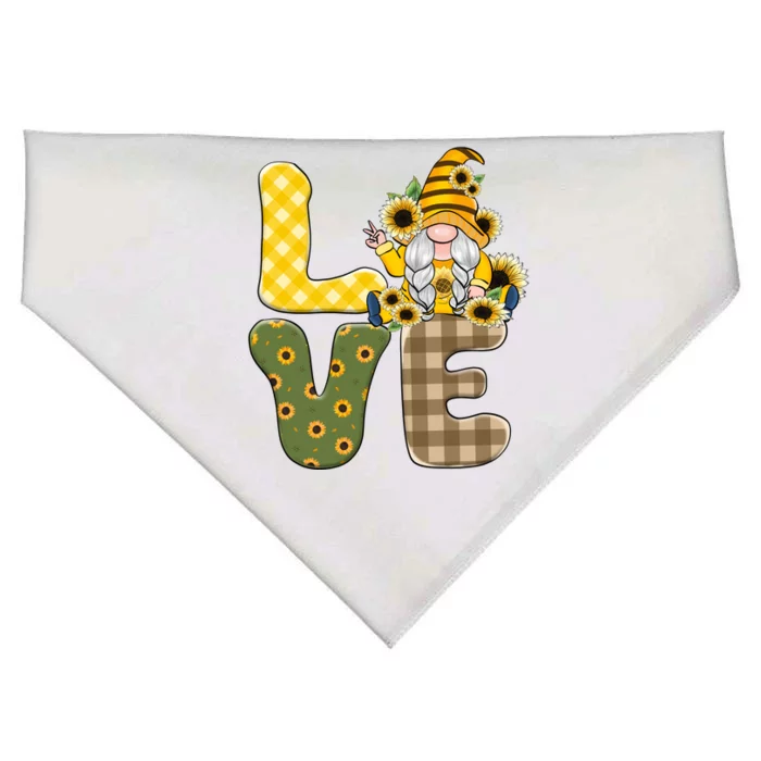 Love Sunflower Gnome Sublimation USA-Made Doggie Bandana