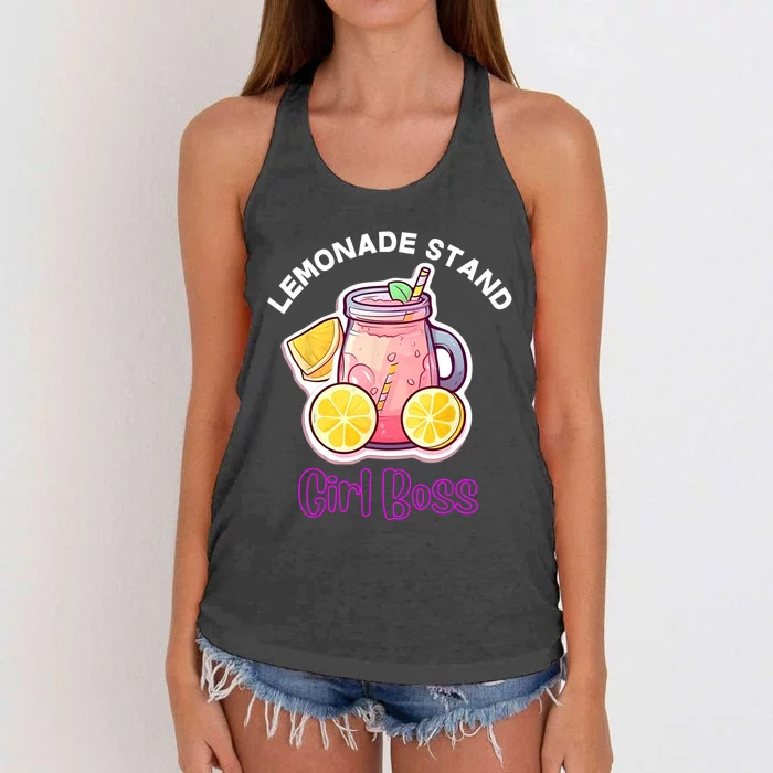 Lemonade Stand Girl Boss Crew Summer Fruit Lemon Juice Women's Knotted Racerback Tank