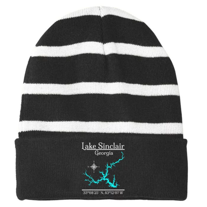 Lake Sinclair Georgia Striped Beanie with Solid Band