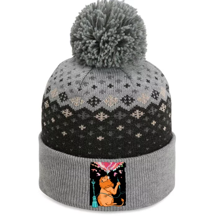 Lion Smoking Hookah The Baniff Cuffed Pom Beanie