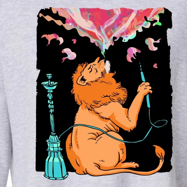 Lion Smoking Hookah Cropped Pullover Crew