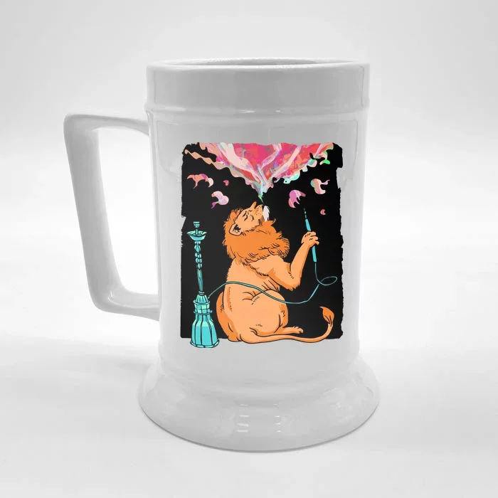 Lion Smoking Hookah Front & Back Beer Stein