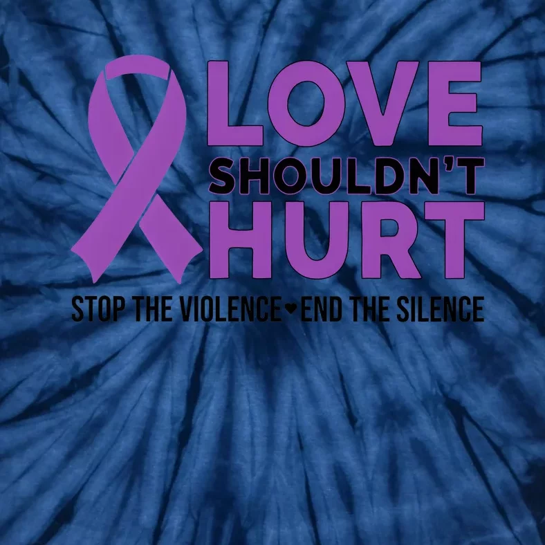 Love ShouldnT Hurt Domestic Violence Awareness Purple Ribbon Tie-Dye T-Shirt