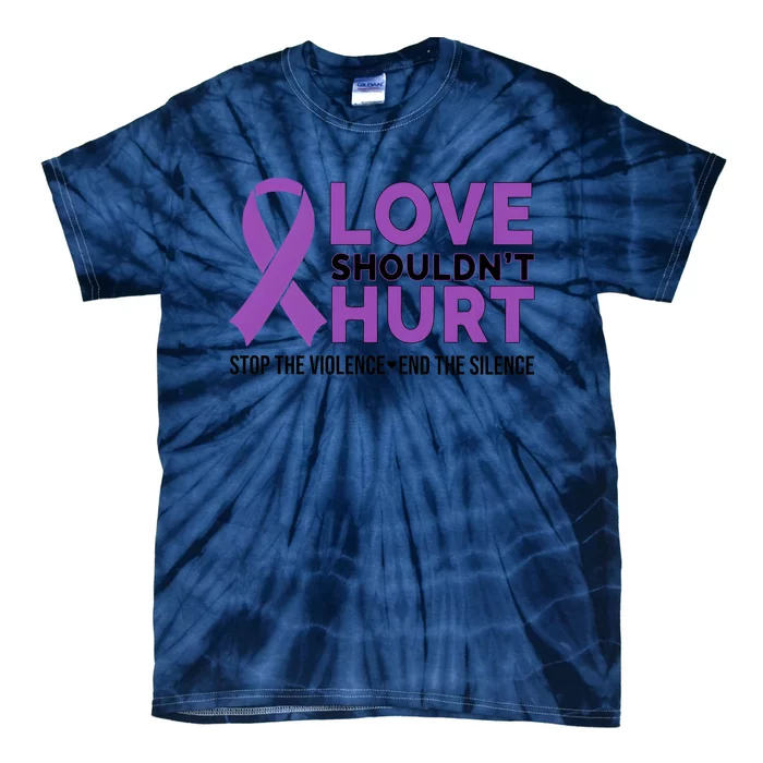 Love ShouldnT Hurt Domestic Violence Awareness Purple Ribbon Tie-Dye T-Shirt