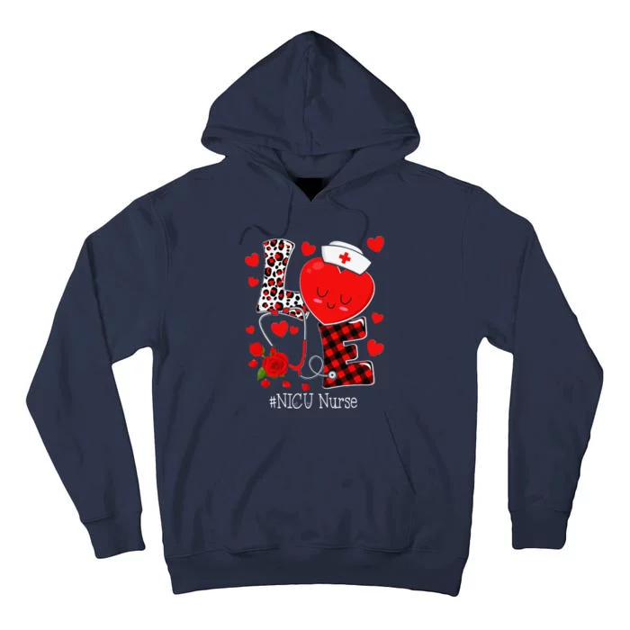 Love Stethoscope Heart NICU Nurse Valentines Day Tall Hoodie