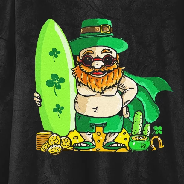 Leprechaun Surfing Hawaiian Summer St. Patty's Day Hooded Wearable Blanket