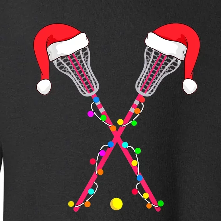 Lacrosse Santa Hat Christmas Lights Funny Sport Xmas Boys TShirt Toddler Sweatshirt