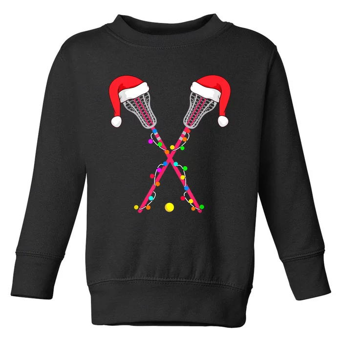 Lacrosse Santa Hat Christmas Lights Funny Sport Xmas Boys TShirt Toddler Sweatshirt