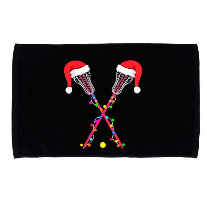 Lacrosse Santa Hat Christmas Lights Funny Sport Xmas Boys TShirt Microfiber Hand Towel