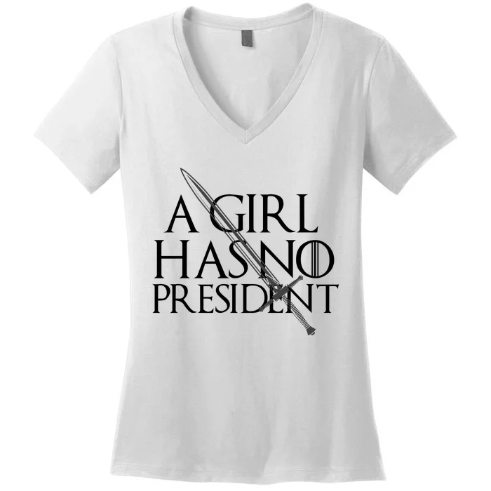 Lady's She Has No President Resist Anti Trump Women's V-Neck T-Shirt