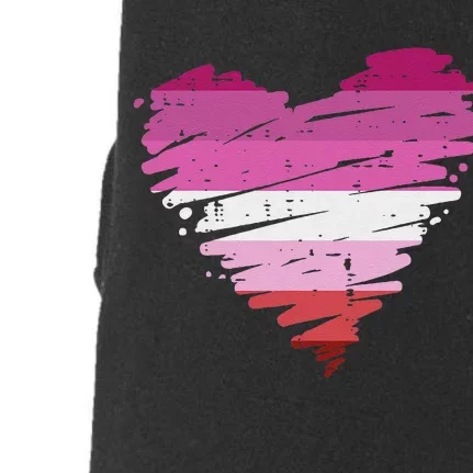 Lesbian Scribble Heart Cute Femme LGBTQ Pride Flag Women Doggie 3-End Fleece Hoodie