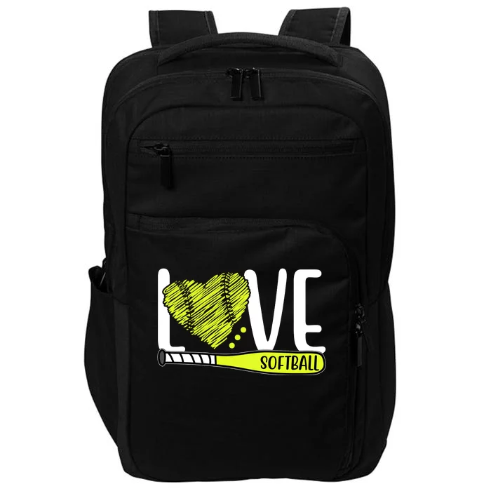 Love Softball Hobby Sport Gift Impact Tech Backpack