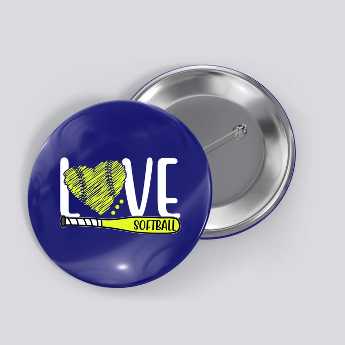 Love Softball Hobby Sport Gift Button