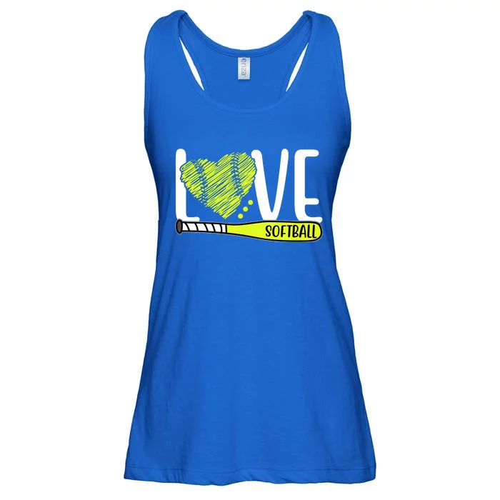 Love Softball Hobby Sport Gift Ladies Essential Flowy Tank