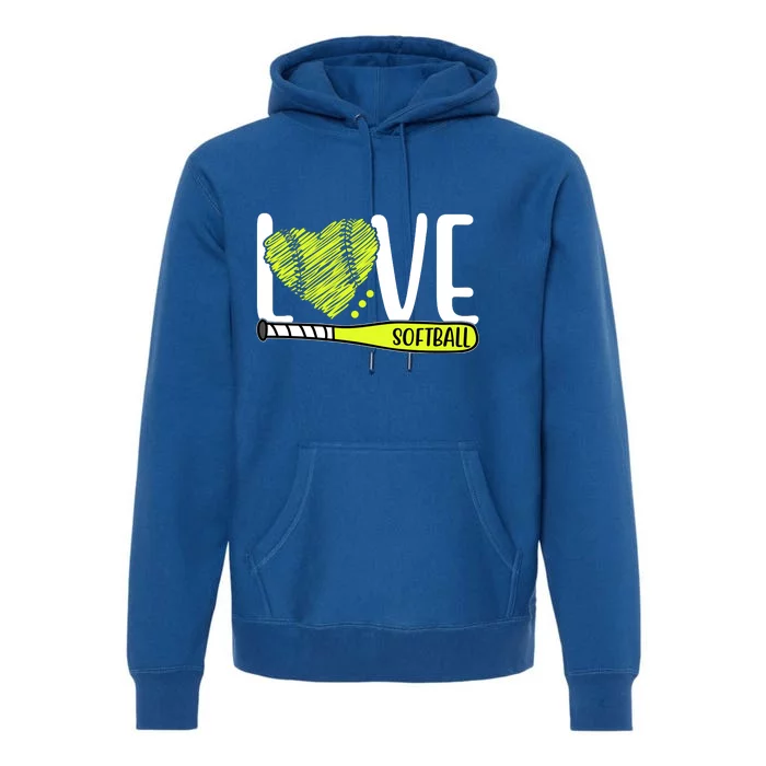 Love Softball Hobby Sport Gift Premium Hoodie