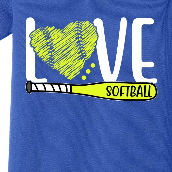 Love Softball Hobby Sport Gift Baby Bodysuit