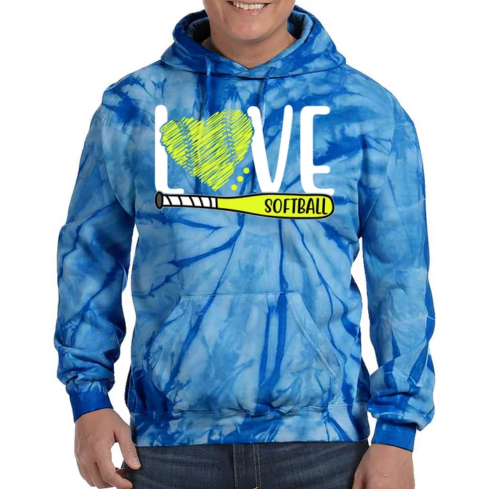 Love Softball Hobby Sport Gift Tie Dye Hoodie