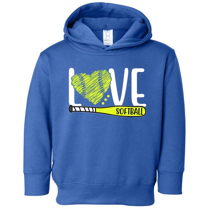 Love Softball Hobby Sport Gift Toddler Hoodie