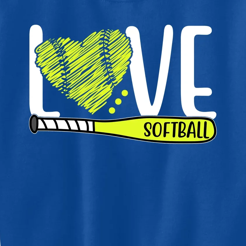 Love Softball Hobby Sport Gift Kids Sweatshirt