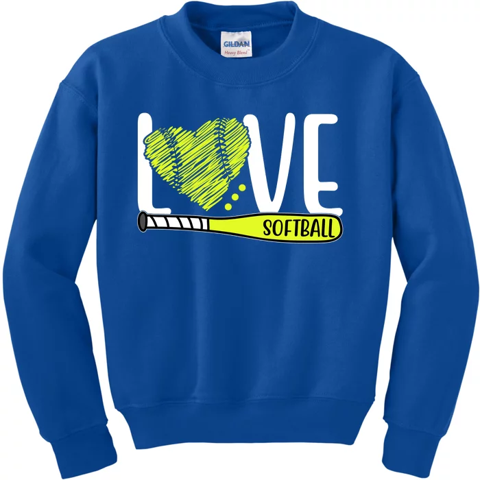 Love Softball Hobby Sport Gift Kids Sweatshirt