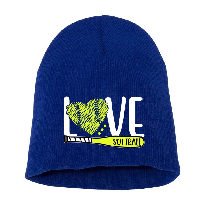 Love Softball Hobby Sport Gift Short Acrylic Beanie