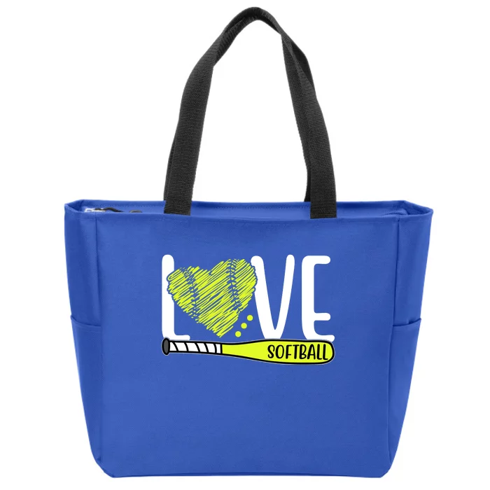 Love Softball Hobby Sport Gift Zip Tote Bag