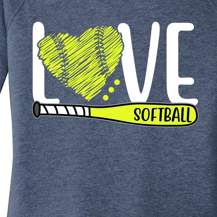 Love Softball Hobby Sport Gift Women's Perfect Tri Tunic Long Sleeve Shirt