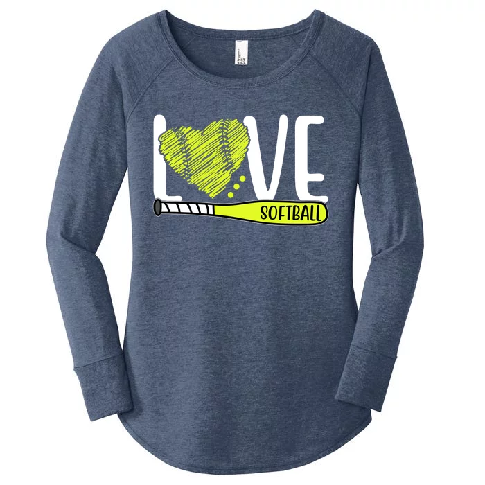 Love Softball Hobby Sport Gift Women's Perfect Tri Tunic Long Sleeve Shirt