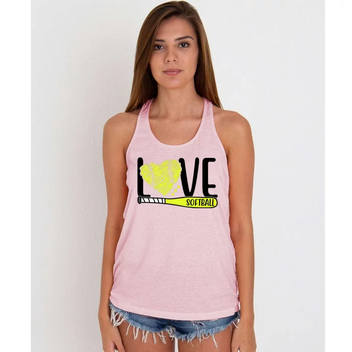 Love Softball Hobby Sport Gift Women's Knotted Racerback Tank