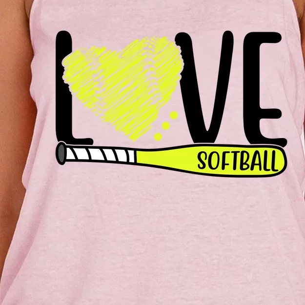 Love Softball Hobby Sport Gift Women's Knotted Racerback Tank