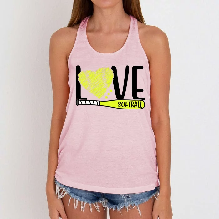 Love Softball Hobby Sport Gift Women's Knotted Racerback Tank