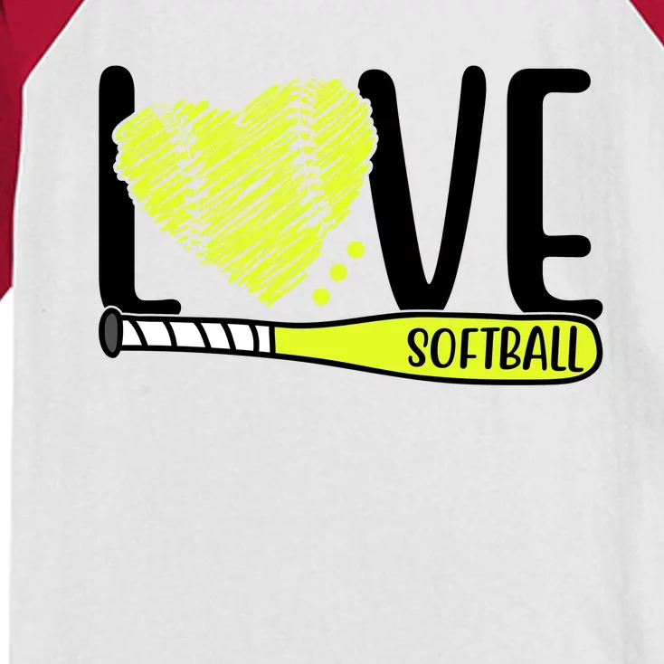 Love Softball Hobby Sport Gift Kids Colorblock Raglan Jersey