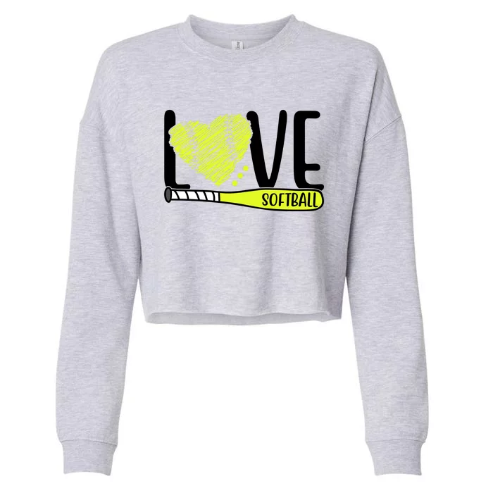 Love Softball Hobby Sport Gift Cropped Pullover Crew