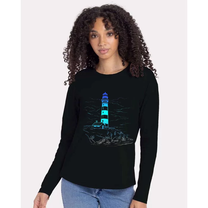 Lighthouse Seaside House Sailing Sea Beach Life Boating Womens Cotton Relaxed Long Sleeve T-Shirt