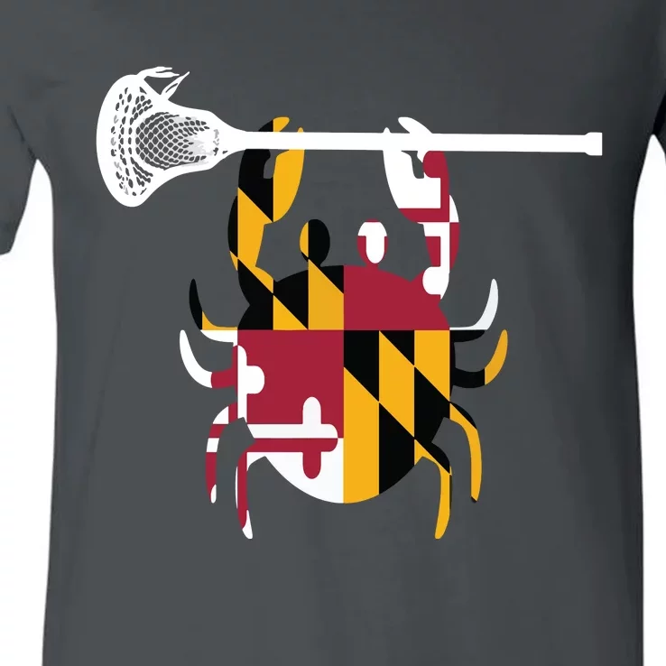 Lacrosse Shirts Helmet Sticks LAX Maryland Flag Gift V-Neck T-Shirt