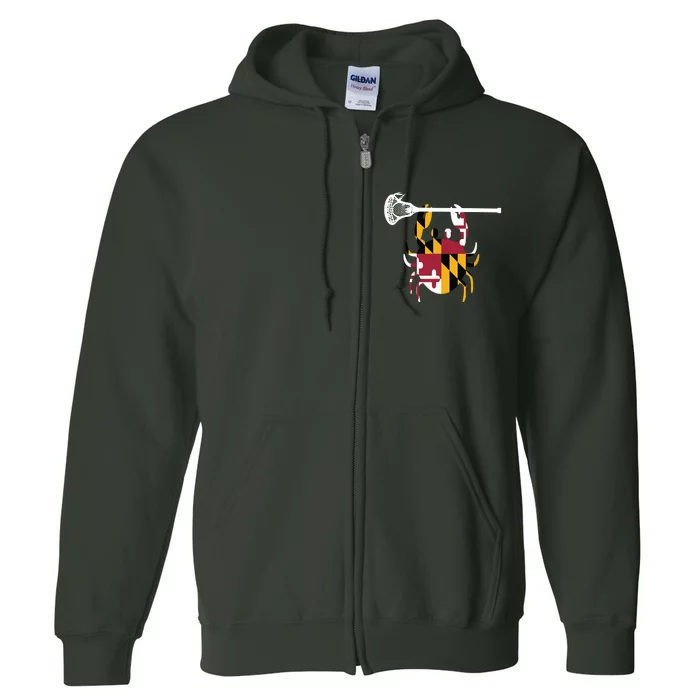 Lacrosse Shirts Helmet Sticks LAX Maryland Flag Gift Full Zip Hoodie