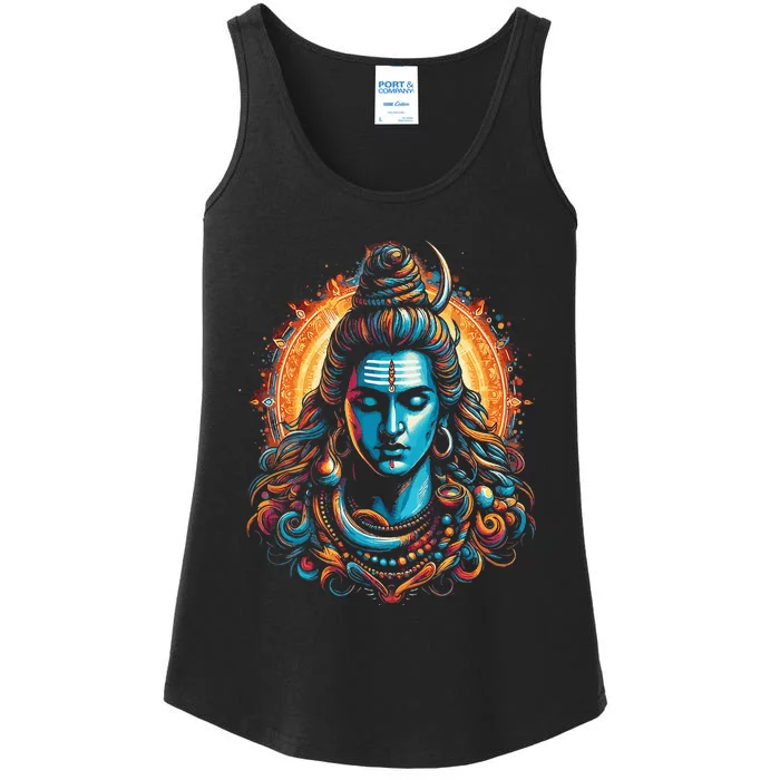 Lord Shiva Hindu God Mahadeva Trident Hinduism Devotee Ladies Essential Tank