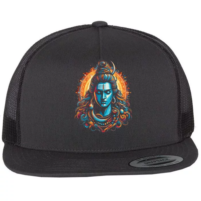 Lord Shiva Hindu God Mahadeva Trident Hinduism Devotee Flat Bill Trucker Hat