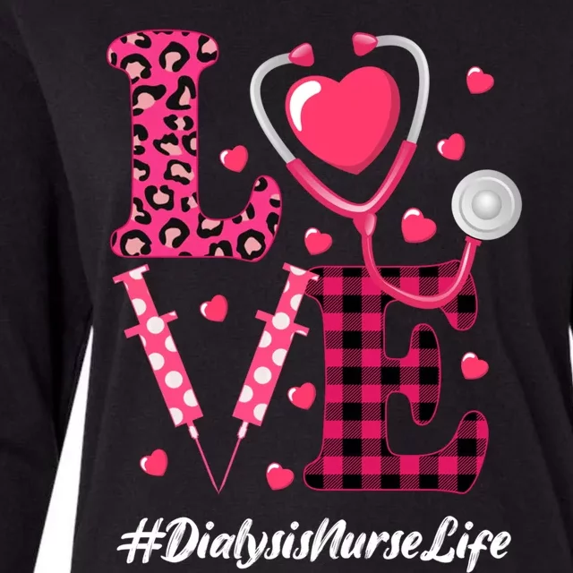 Love Stethoscope Hearts Dialysis Nurse Valentine's Day Gift Womens Cotton Relaxed Long Sleeve T-Shirt