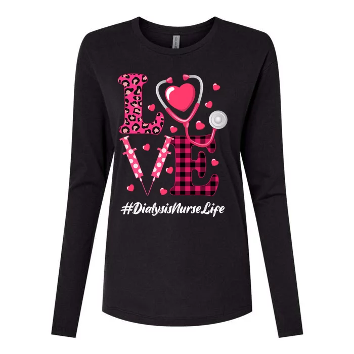 Love Stethoscope Hearts Dialysis Nurse Valentine's Day Gift Womens Cotton Relaxed Long Sleeve T-Shirt