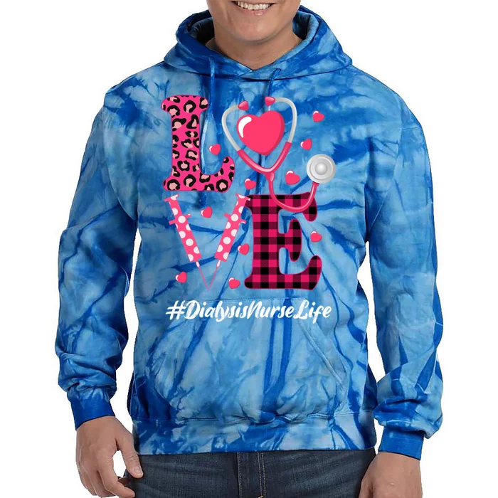 Love Stethoscope Hearts Dialysis Nurse Valentine's Day Gift Tie Dye Hoodie