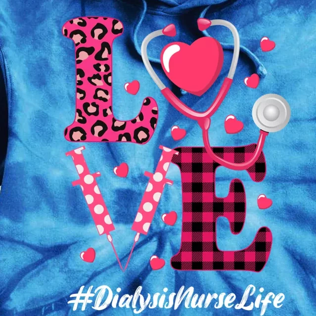 Love Stethoscope Hearts Dialysis Nurse Valentine's Day Gift Tie Dye Hoodie