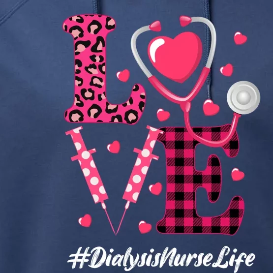 Love Stethoscope Hearts Dialysis Nurse Valentine's Day Gift Performance Fleece Hoodie