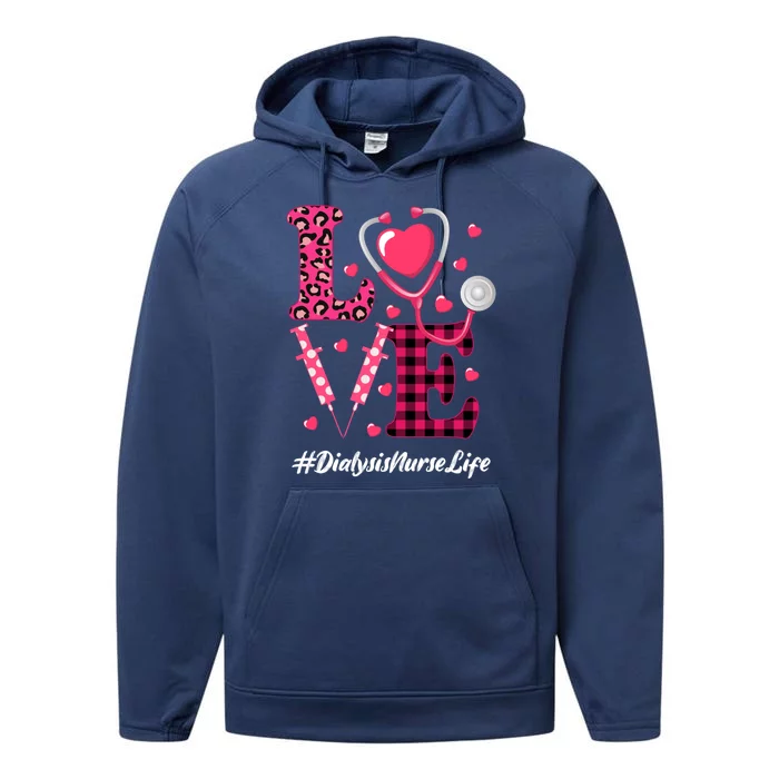 Love Stethoscope Hearts Dialysis Nurse Valentine's Day Gift Performance Fleece Hoodie