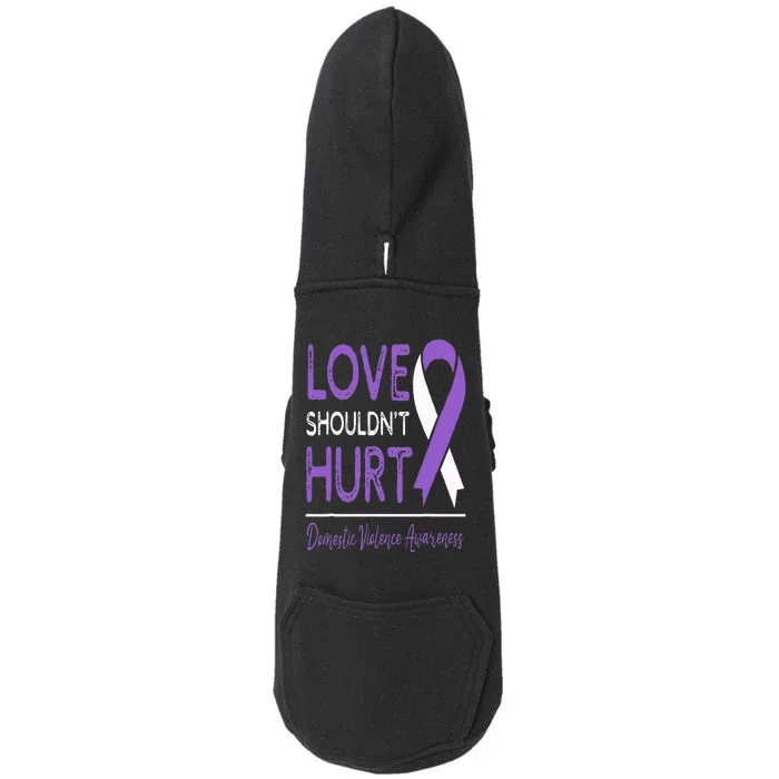 Love Shouldn't Hurt Wear Purple Domestic Violence Awareness Doggie 3-End Fleece Hoodie