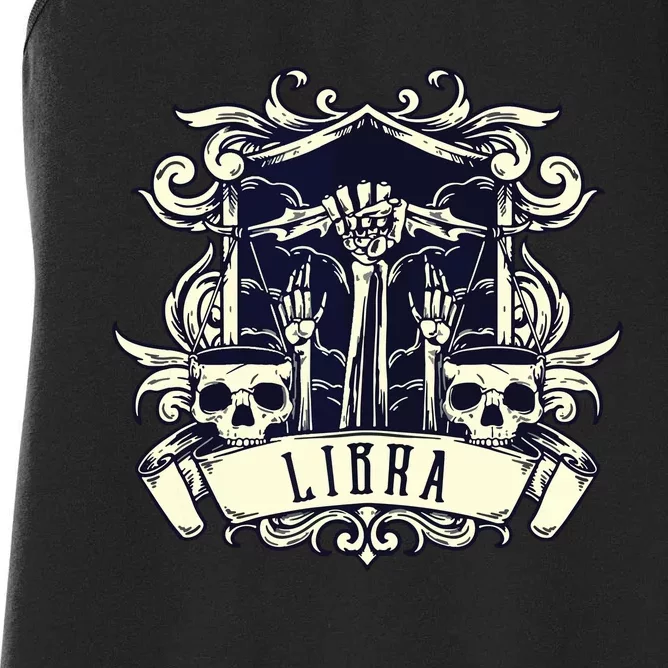 Libra Skull Horoscope Personality Zodiac Birthday Women's Racerback Tank